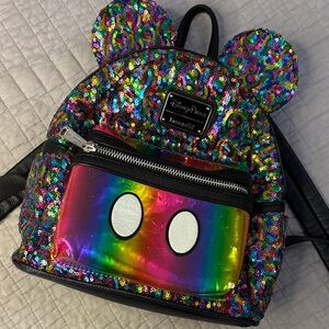 Disney Parks x Loungefly Mickey Mouse Rainbow Sequin Mini Backpack